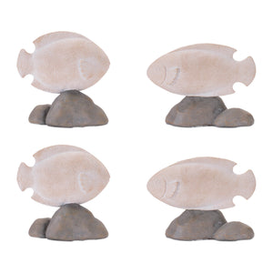 Fish on Rock Decor (Set of 4)