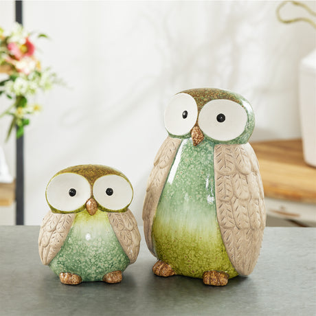 Terra cotta owl décor (set of 2)