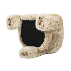 Genuine Sheepskin Fur Split Barrel Back Accent Chair with Sculptural Base - Natural Blonde