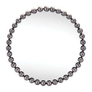 Round Beaded Metal Wall Mirror 23.5"D