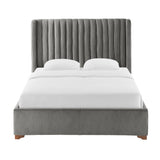 Corduroy Upholstered Wingback Bed Frame