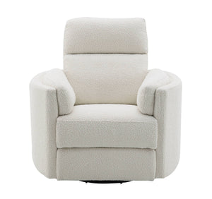 Sagen Beige Boucle Glider Recliner with Swivel