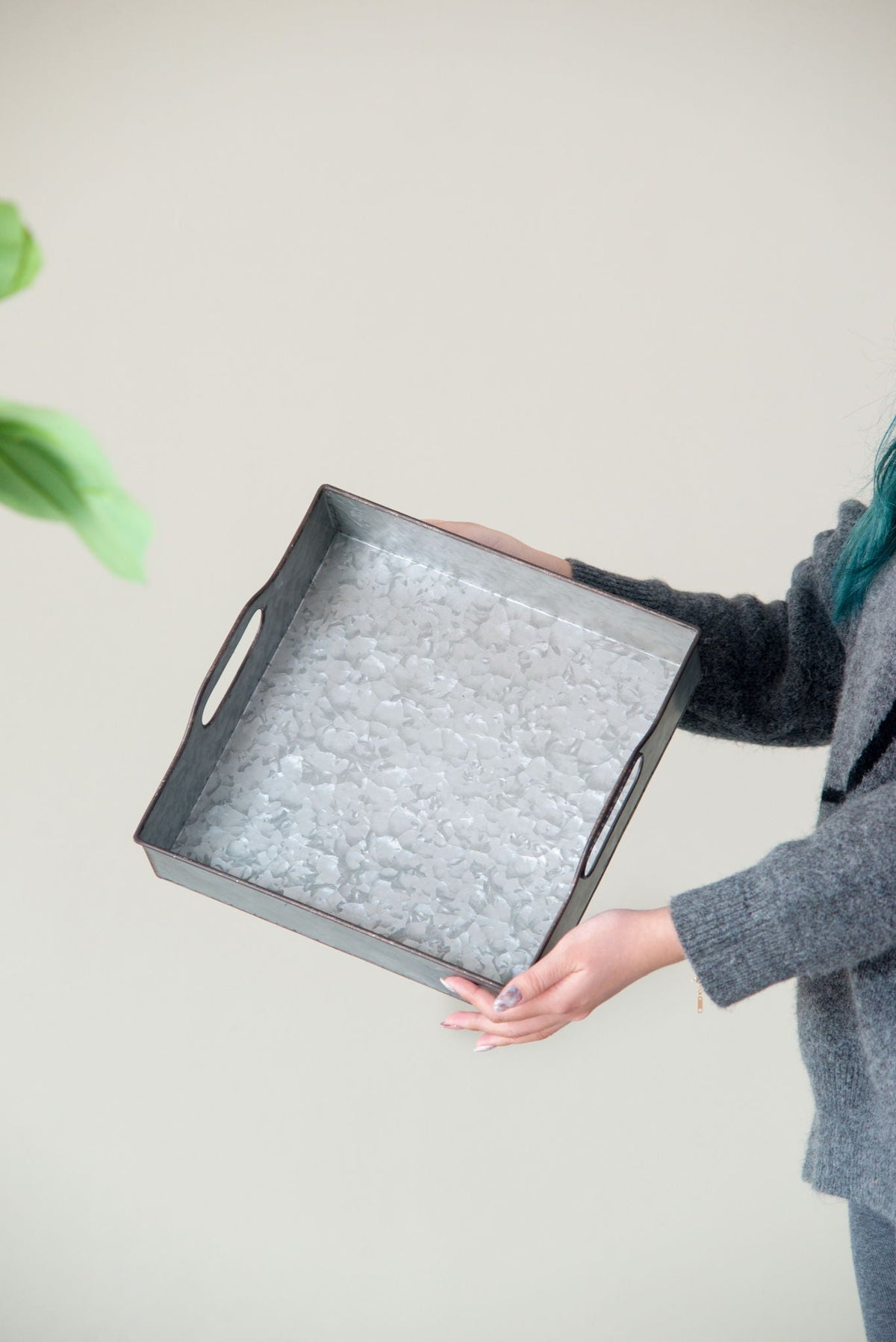 Decorative Galvanized Nesting Trays (Set of 3) - Gray