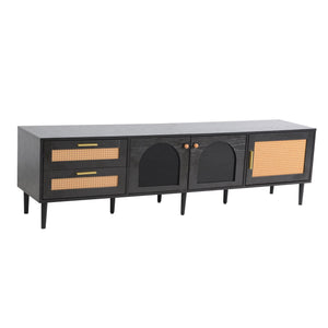 TV Stand With App-Controlled LED Lights, 2 Drawers & Door Storage