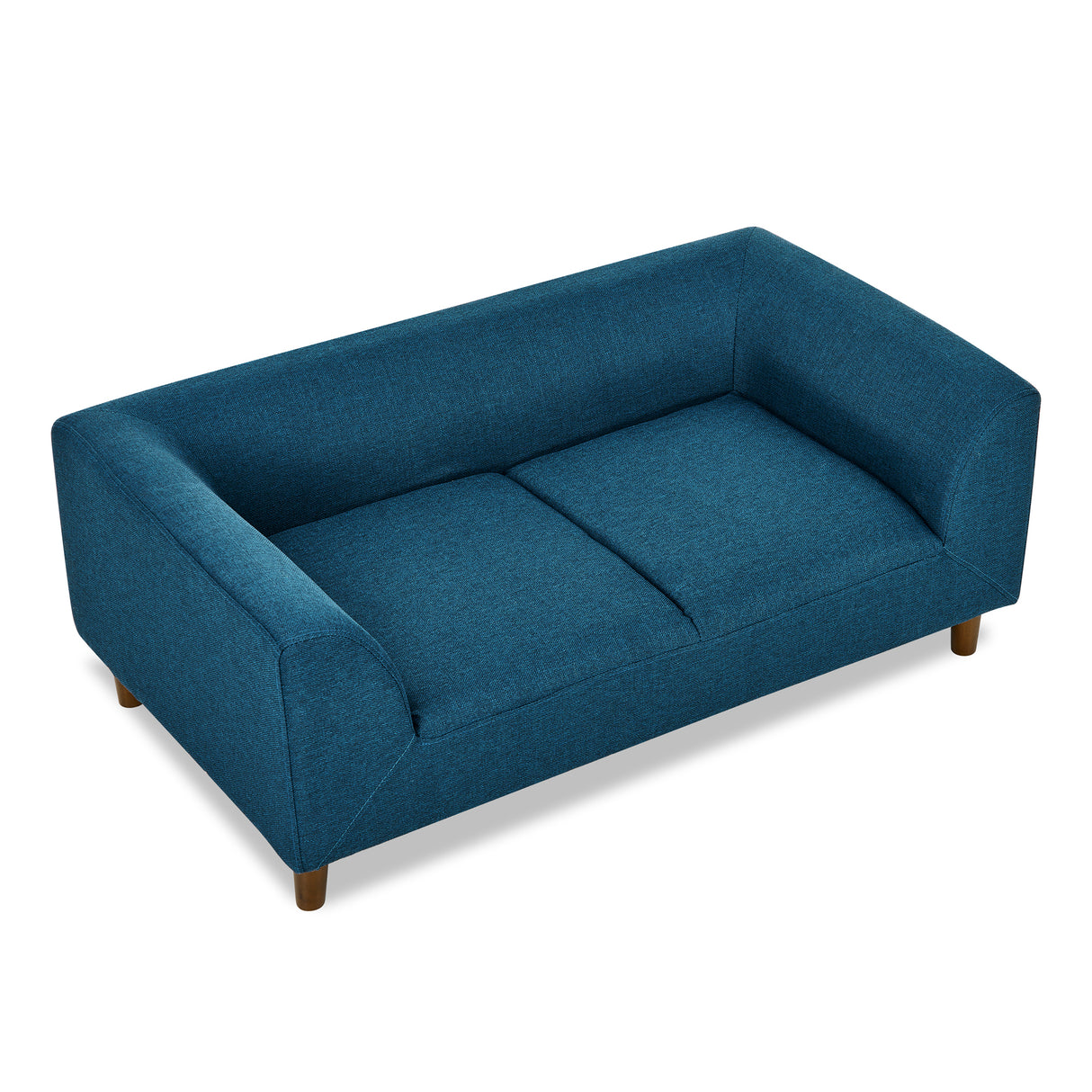 Modern Rectangular Pet Sofa with Backrest and Armrests - Blue Linen