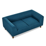 Modern Rectangular Pet Sofa with Backrest and Armrests - Blue Linen