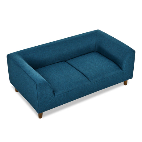 Modern Rectangular Pet Sofa with Backrest and Armrests - Blue Linen