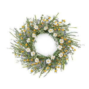 Mixed daisy and lavender floral wreath 22"d