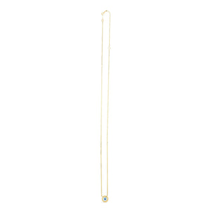 14k Yellow Gold MOP Evil Eye Necklace