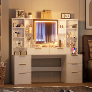 Makeup Vanity Desk with Mirror and Lights
