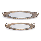 Mirror-tray-with-ornate-metal-frame-(set-of-2)-Serving-Trays