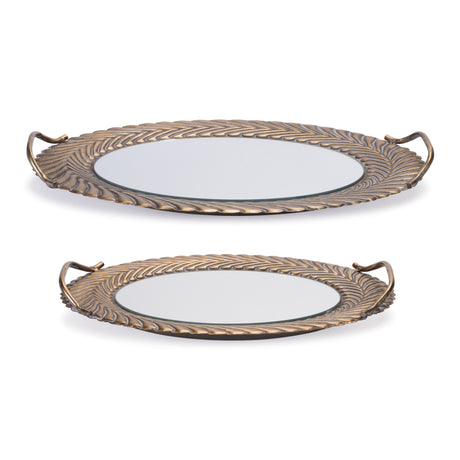 Mirror-tray-with-ornate-metal-frame-(set-of-2)-Serving-Trays
