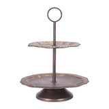 Tiered bronze metal tray 23"h