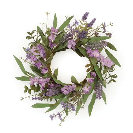 Mixed lavender floral and foliage candle ring (set of 2)