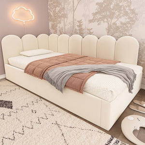 Upholstered Daybed With Metal Slatted Base