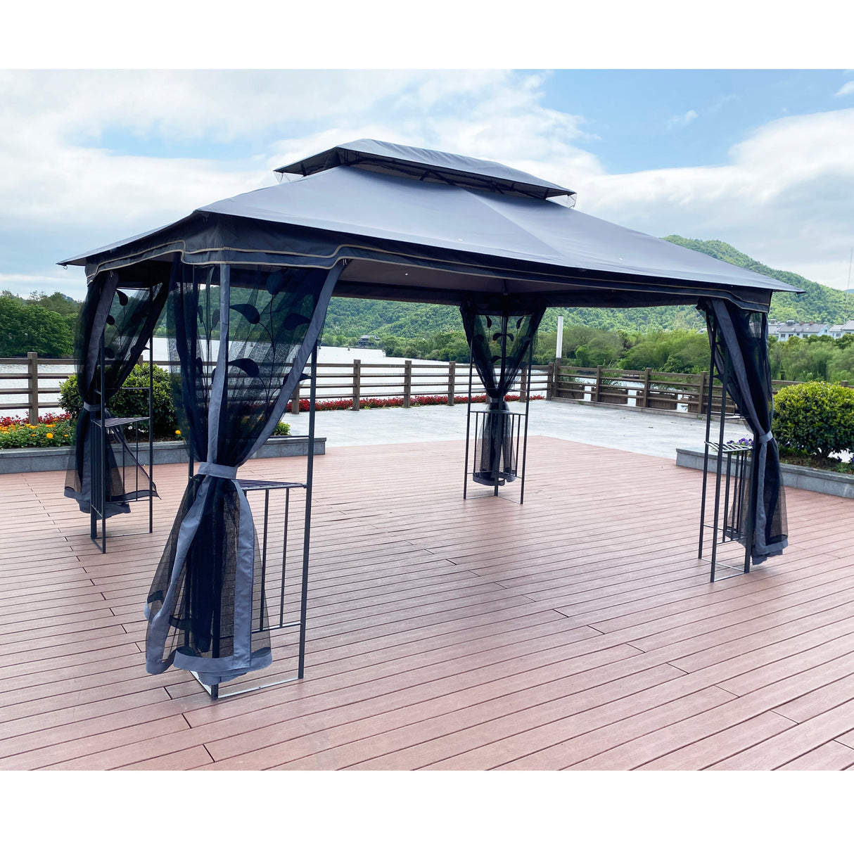 Gazebo tent with double roof & mosquito net