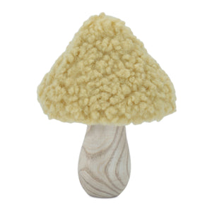 Set of 2 Wood & Fabric Mushroom Figurines