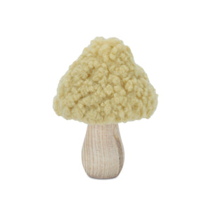 Set of 2 Wood & Fabric Mushroom Figurines