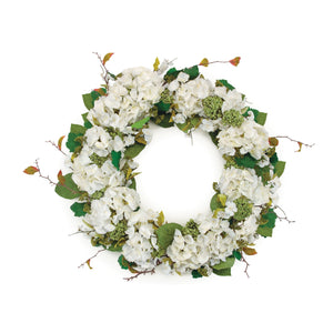 Hydrangea and Seedum Floral Wreath 32"D