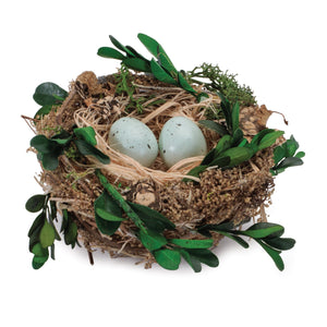 Twig-bird-nest-with-eggs-and-boxwood-foliage-(set-of-12)-Decorative-Objects