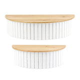 Ribbed wood wall shelf (set of 2)