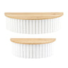 Ribbed wood wall shelf (set of 2)