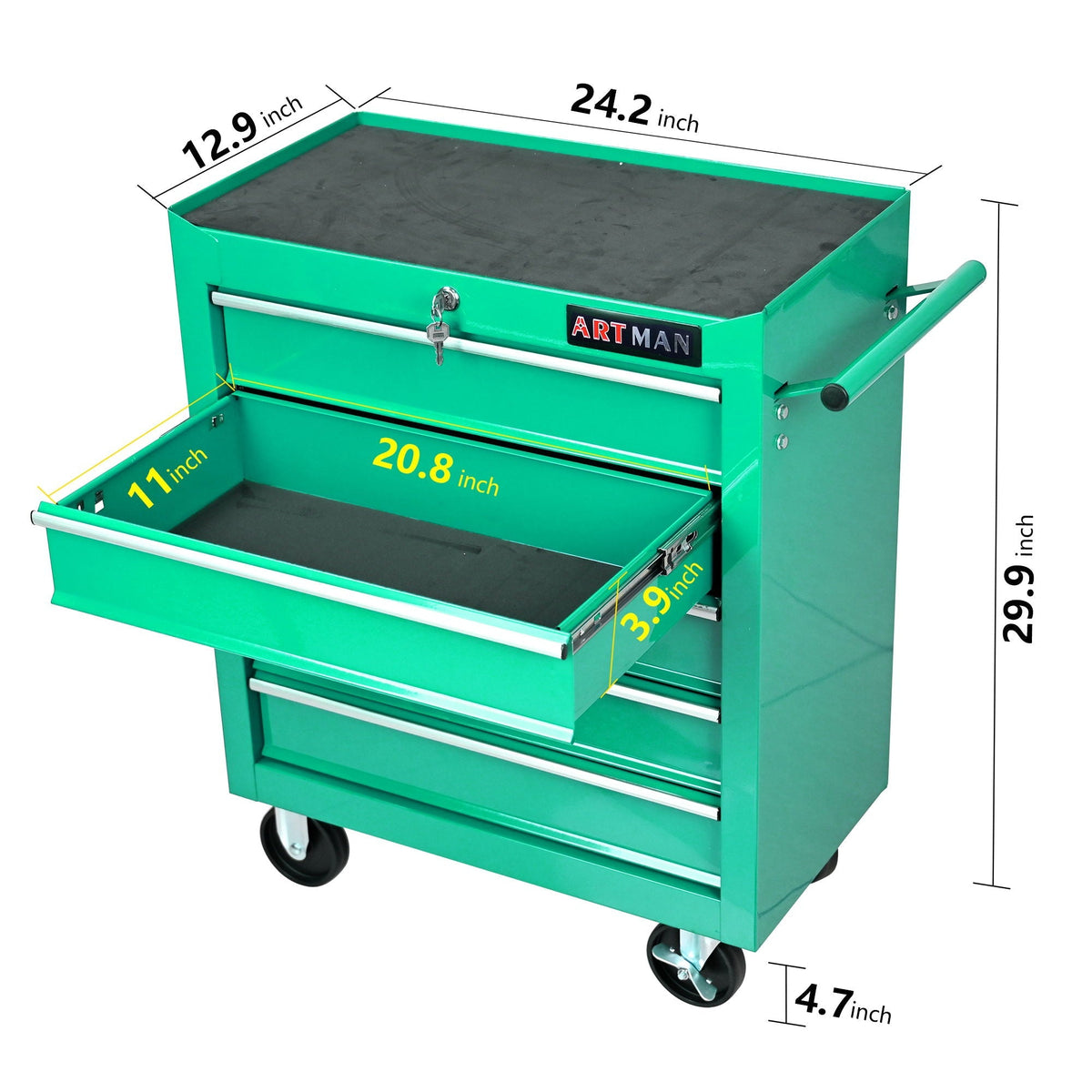 Multifunctional Tool Cart With Wheels And Drawers