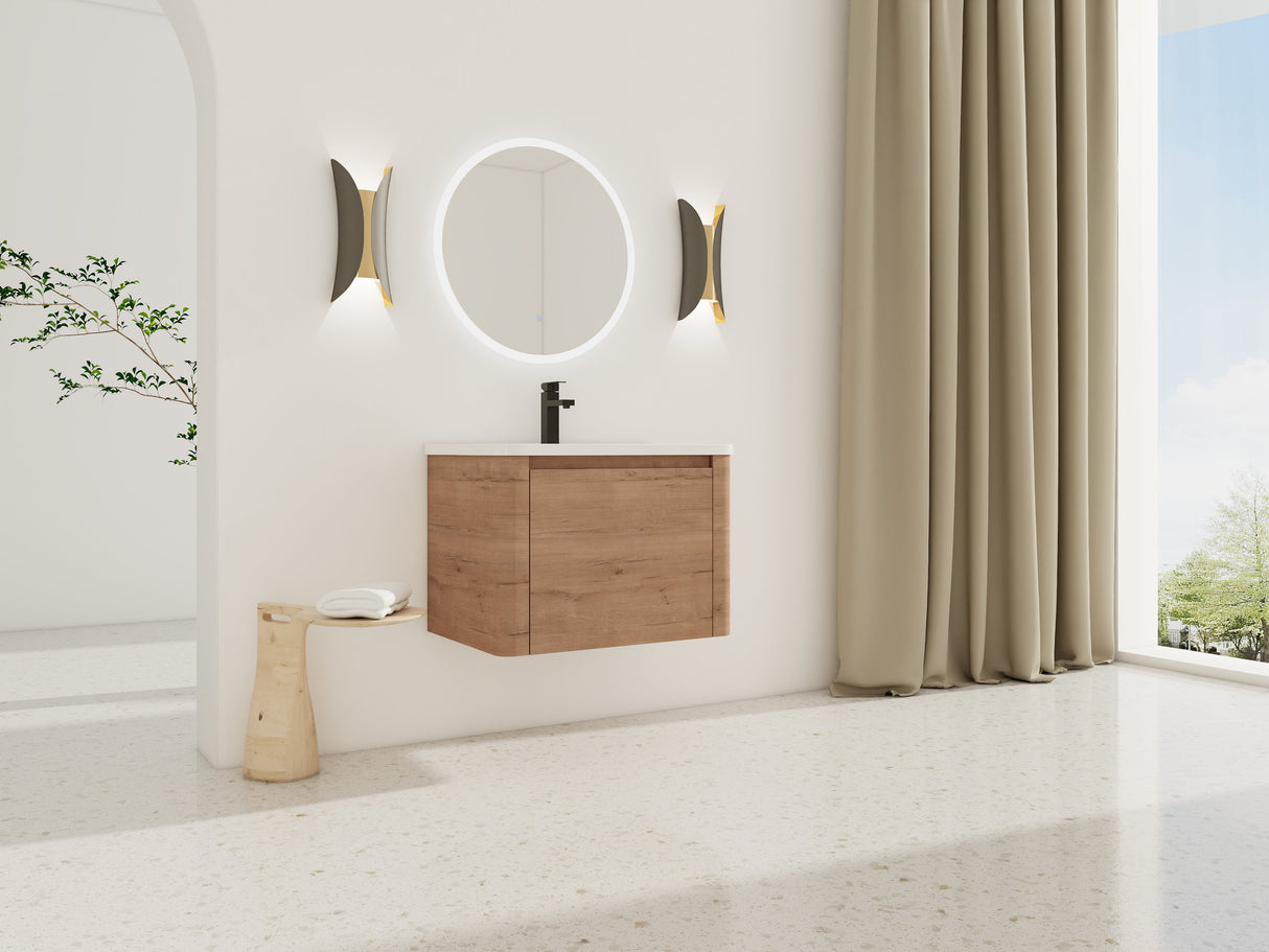 28'' Wall-Mounted Bathroom Vanity with Ceramic Sink