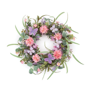 Mixed floral and butterfly wreath 23"d