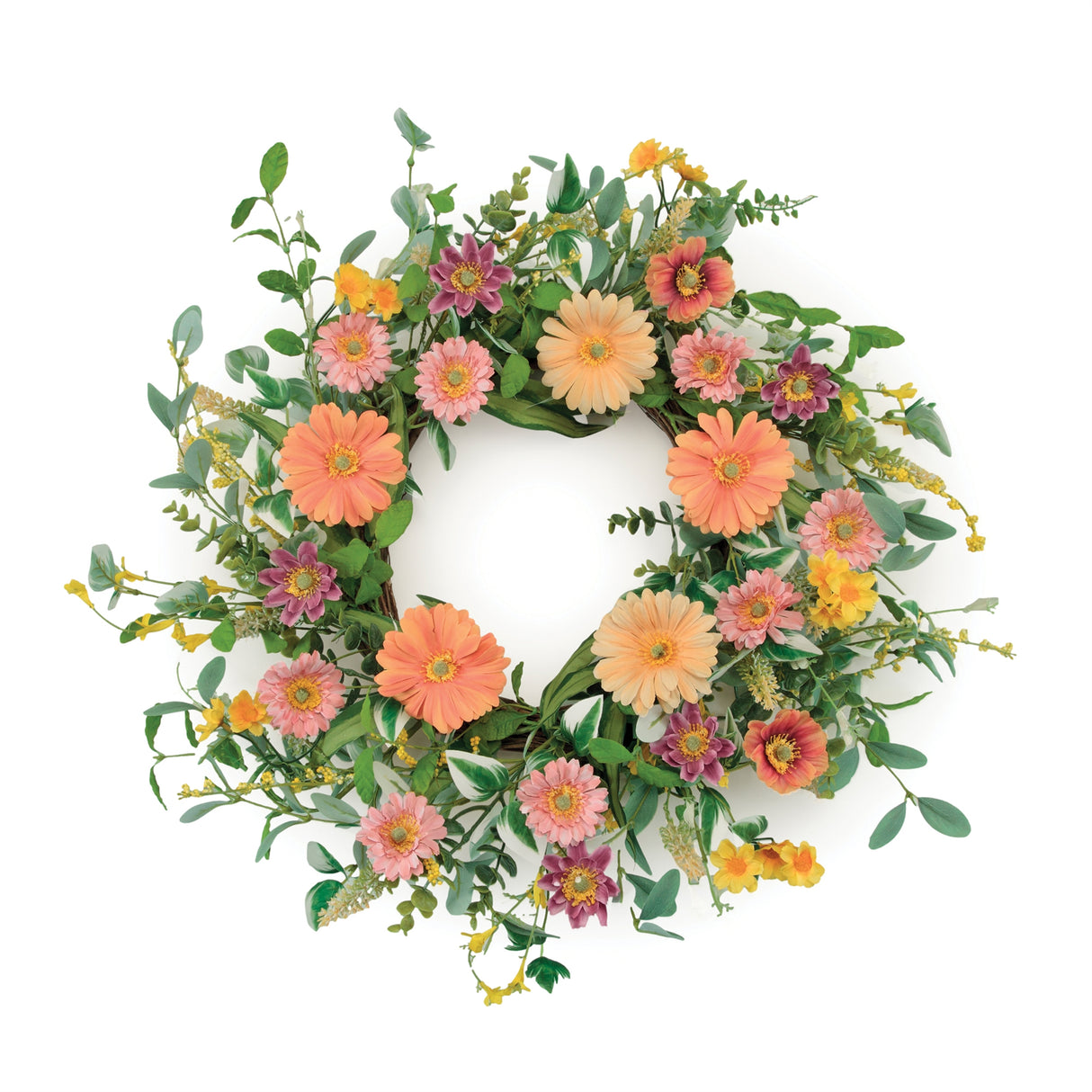 Mixed gerbera daisy wreath 24"d