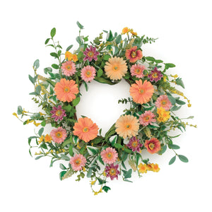 Mixed Gerbera Daisy Wreath 24"D