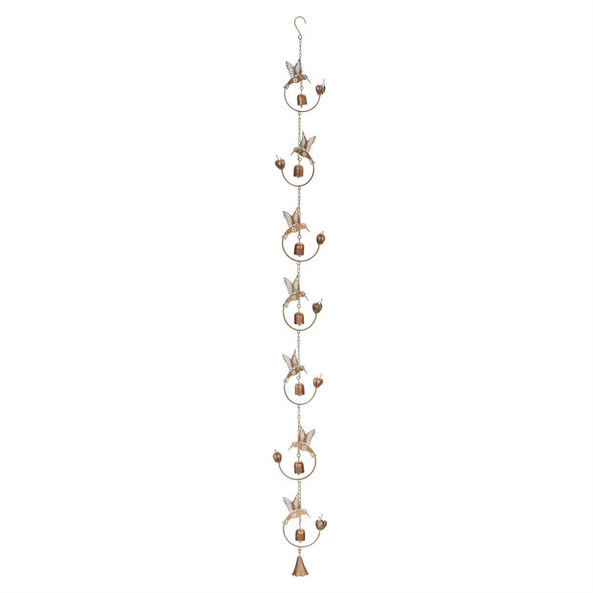 Iron Hummingbird and Bell Rain Chain