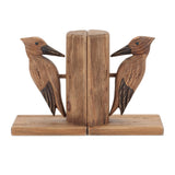 Pine wood woodpecker bird bookend (set of 2)