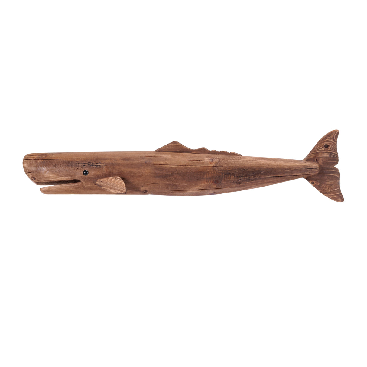 Pine wood whale wall accent 34"l