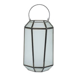 Frosted glass lantern with handle 10.75"h