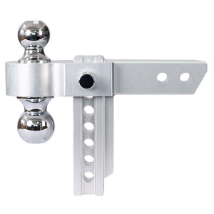Alu - Adjustable Trailer Drop Hitch With 2" Receiver, 6" Adjustment - Silver