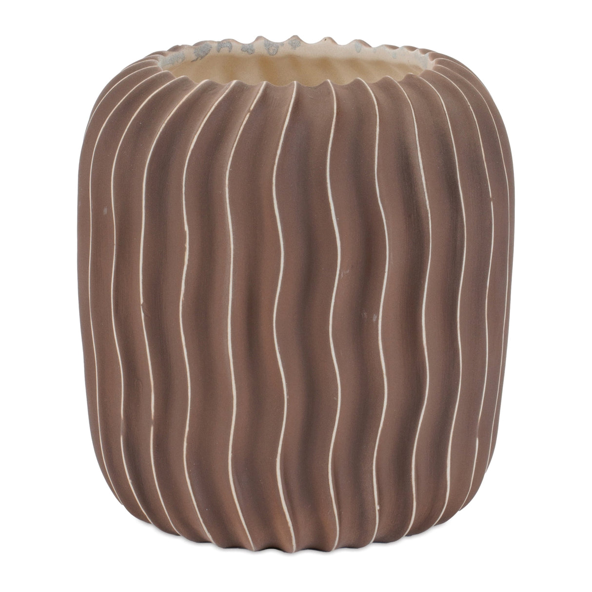 Wavy Ribbed Ceramic Vase (Set - 2)