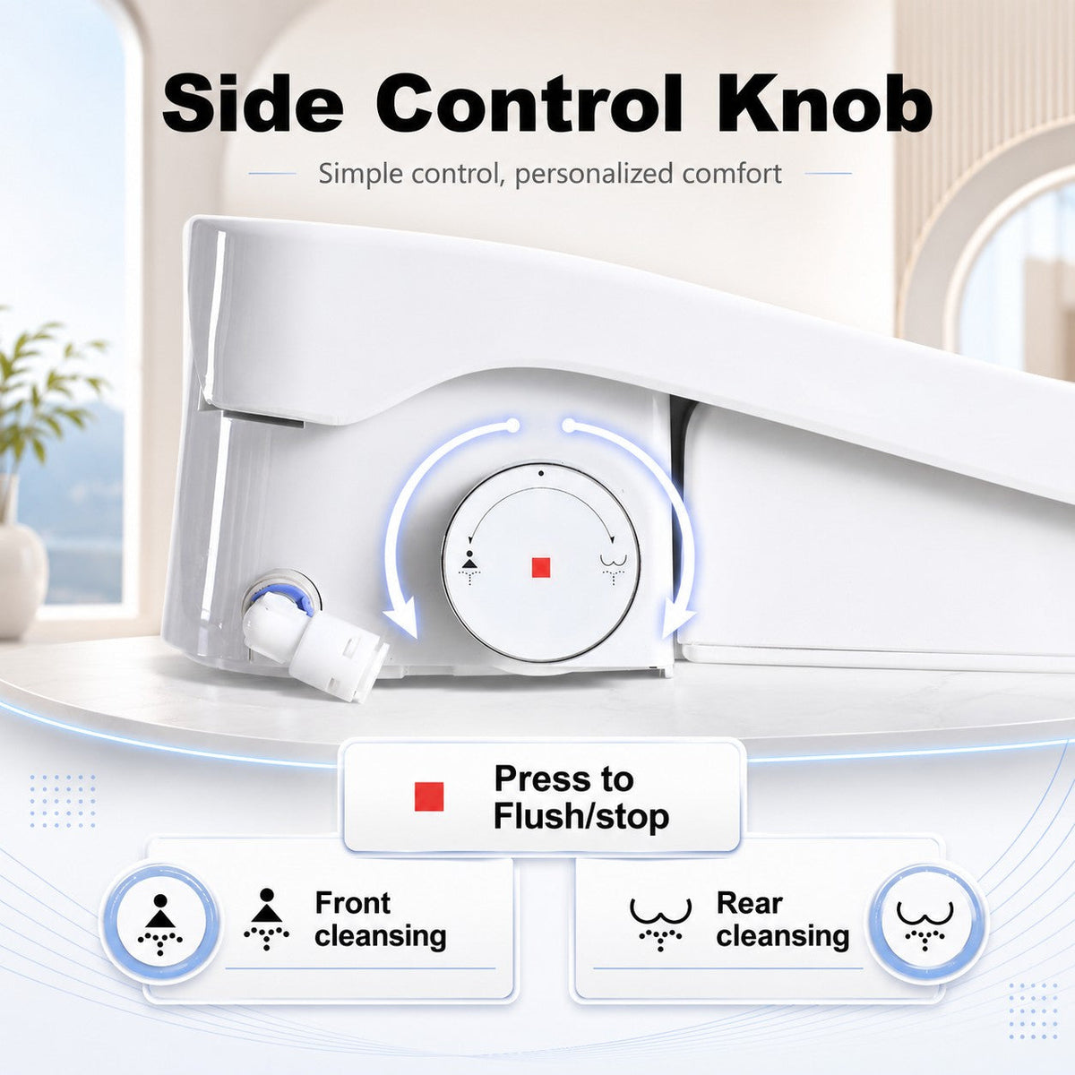 Smart Bidet Toilet Seat with Side Knob Adjustable Heated Seat