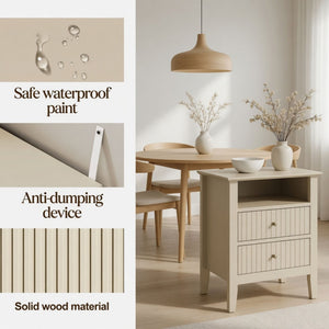 Fluted Nightstand With 2 Drawers