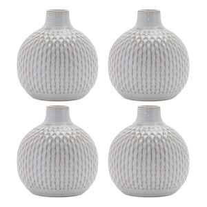 Notched Ceramic Bottle Vase (Set - 4)