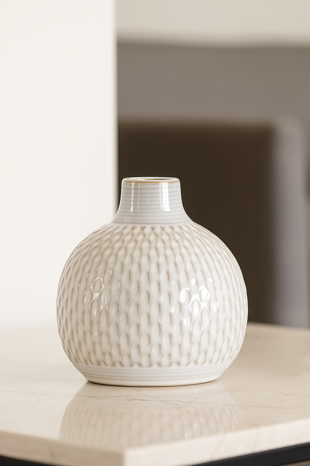 Notched Ceramic Bottle Vase (Set - 4)