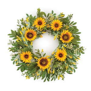 Mixed Sunflower Floral Wreath 22"D