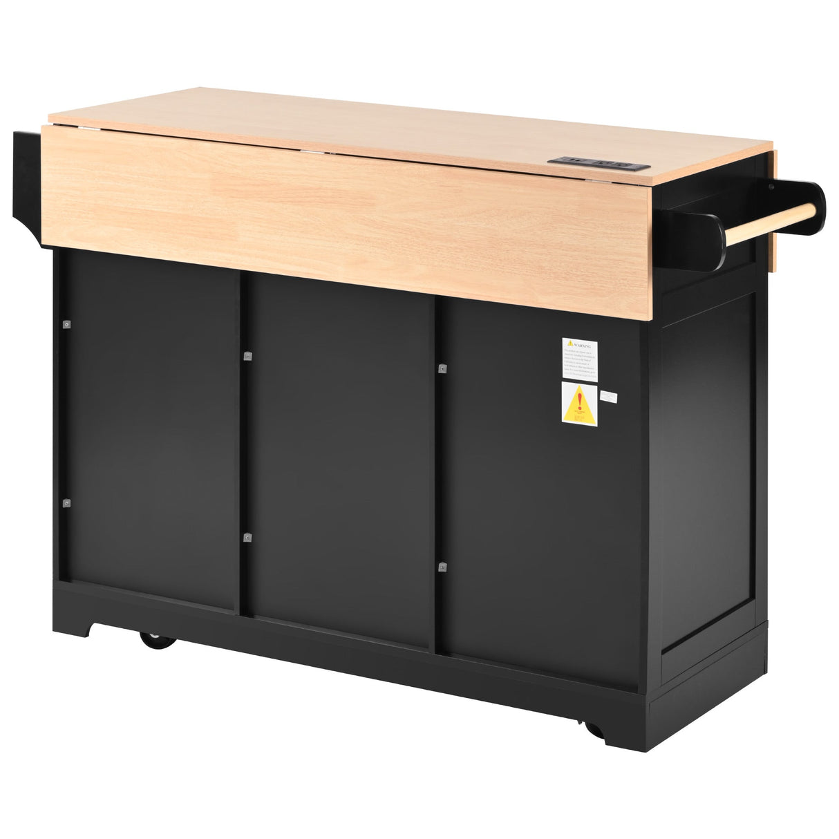 K&K 55.7'' Large Kitchen Island with 2 Drop Leaf