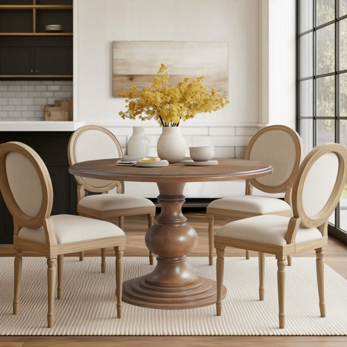 Round Pedestal Dining Table - Walnut
