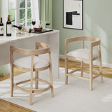 Modern Rubberwood Counter Stool Set of 2 with Upholstered Seats