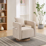 Fernleigh Swivel Accent Open Back Barrel Chair With Weathered Base