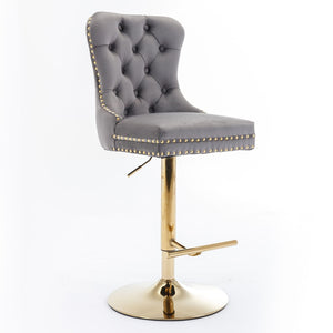 Thick Swivel Barstools Adjusatble Seat Height From 25-33", Modern Upholstered Bar Stools With Backs Comfortable Tufted For Home Pub And Kitchen Island (Set of 2)