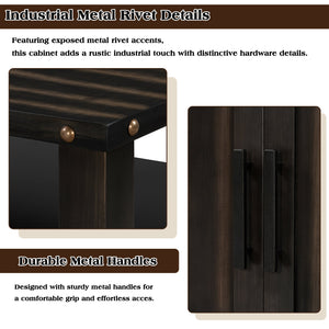 U_Styled 55.1'' Pine Wood Buffet Cabinet with 3-Door Storage