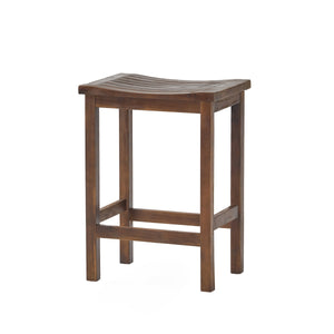 Outdoor Acacia Wood Counter Height Barstool, Set of 2
