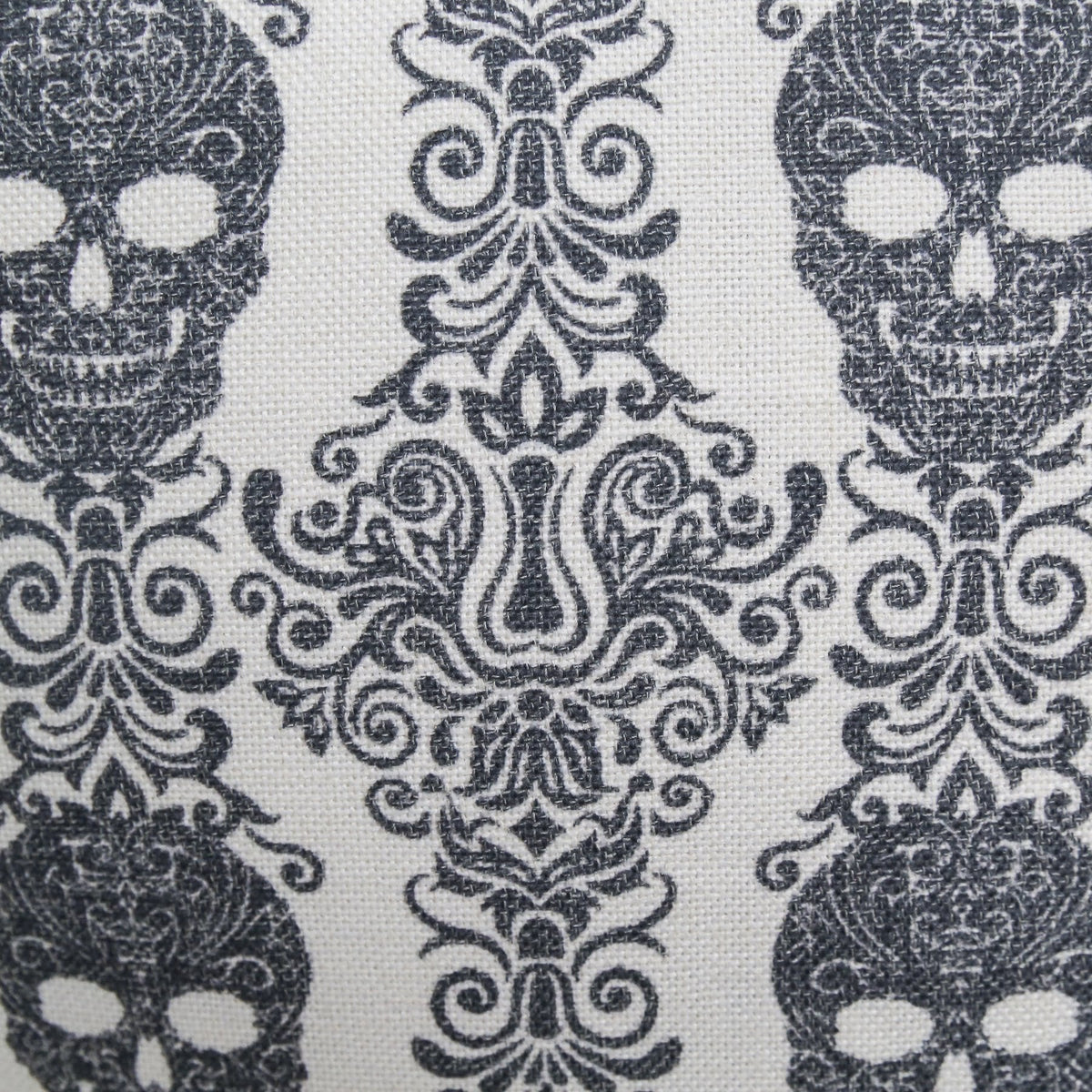 Gothic Damask Skull Throw Pillow Cover with Hidden Zipper - Black & White Cotton Linen